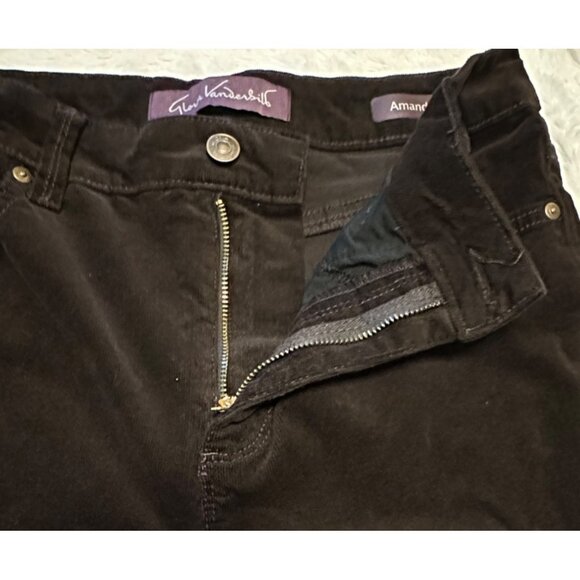 Gloria Vanderbilt Amanda Dark Brown Mid-Rise Velvet Pants Women's Size 6 - Picture 7 of 16